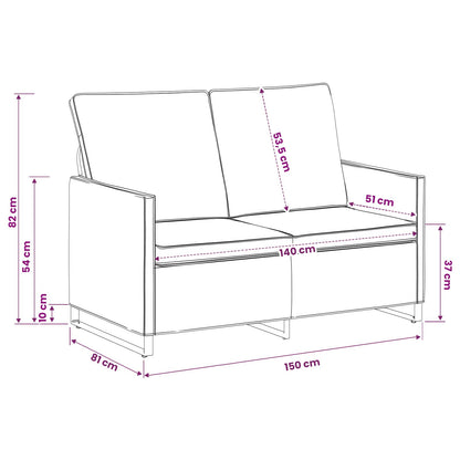 2 Seater Sofa Brown 150 x 81 x 82 cm Faux Suede Fabric