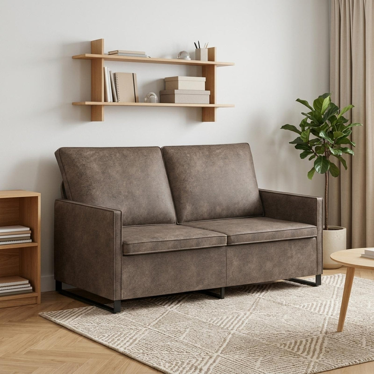 2 Seater Sofa Dark Grey 150 x 81 x 82 cm Faux Suede Fabric