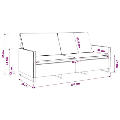 3 Seater Sofa Brown 190 x 81 x 82 cm Faux Suede Fabric
