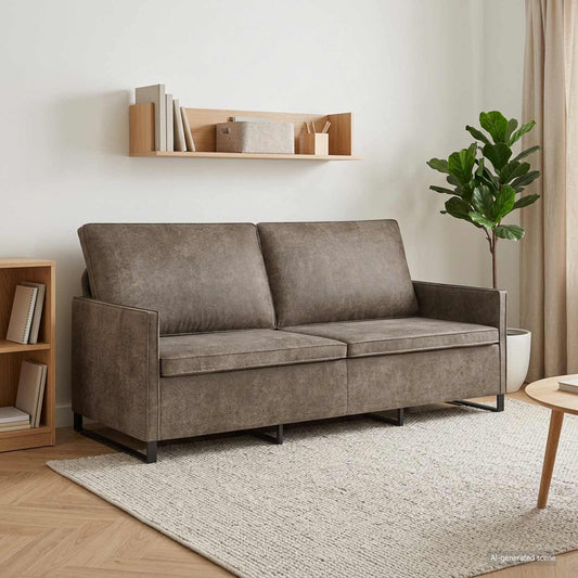 3 Seater Sofa Dark Grey 190 x 81 x 82 cm Faux Suede Fabric