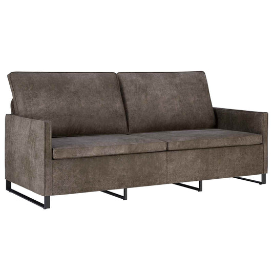 3 Seater Sofa Dark Grey 190 x 81 x 82 cm Faux Suede Fabric