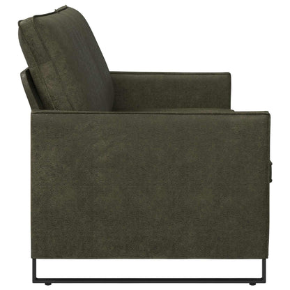 3 Seater Sofa Army Green 190 x 81 x 82 cm Faux Suede Fabric