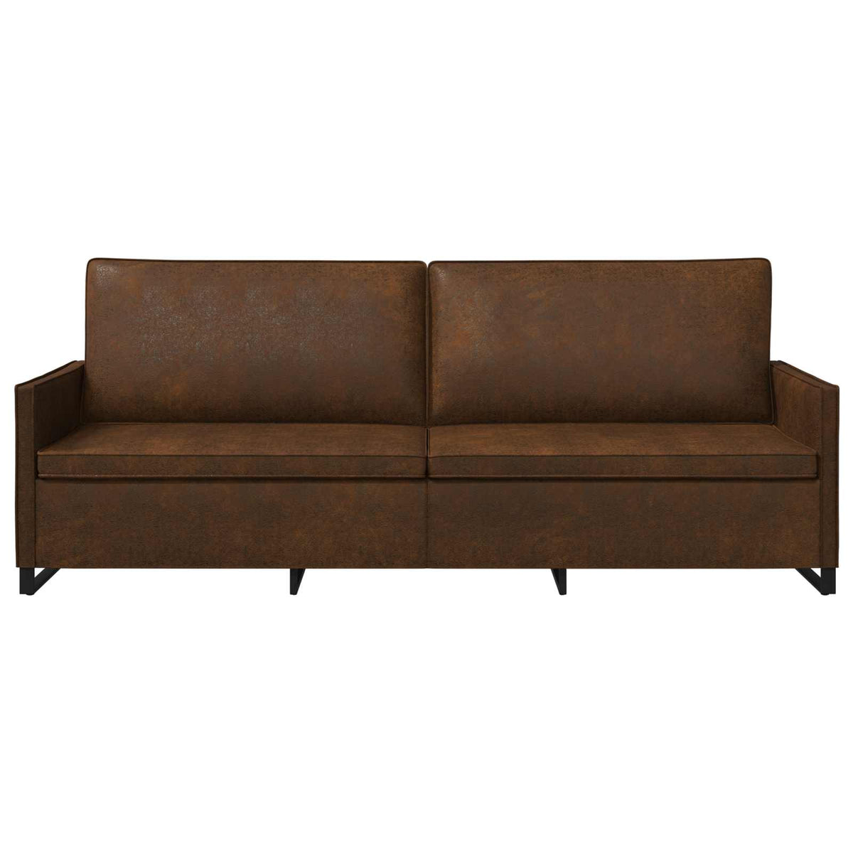 3 Seater Sofa Brown 220 x 81 x 82 cm Faux Suede Fabric