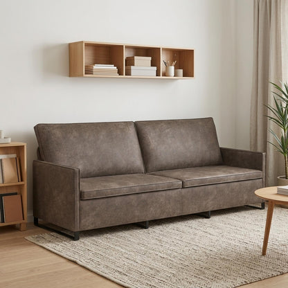 3 Seater Sofa Dark Grey 220 x 81 x 82 cm Faux Suede Fabric