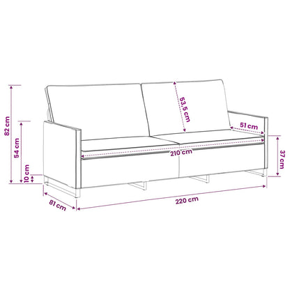 3 Seater Sofa Dark Grey 220 x 81 x 82 cm Faux Suede Fabric