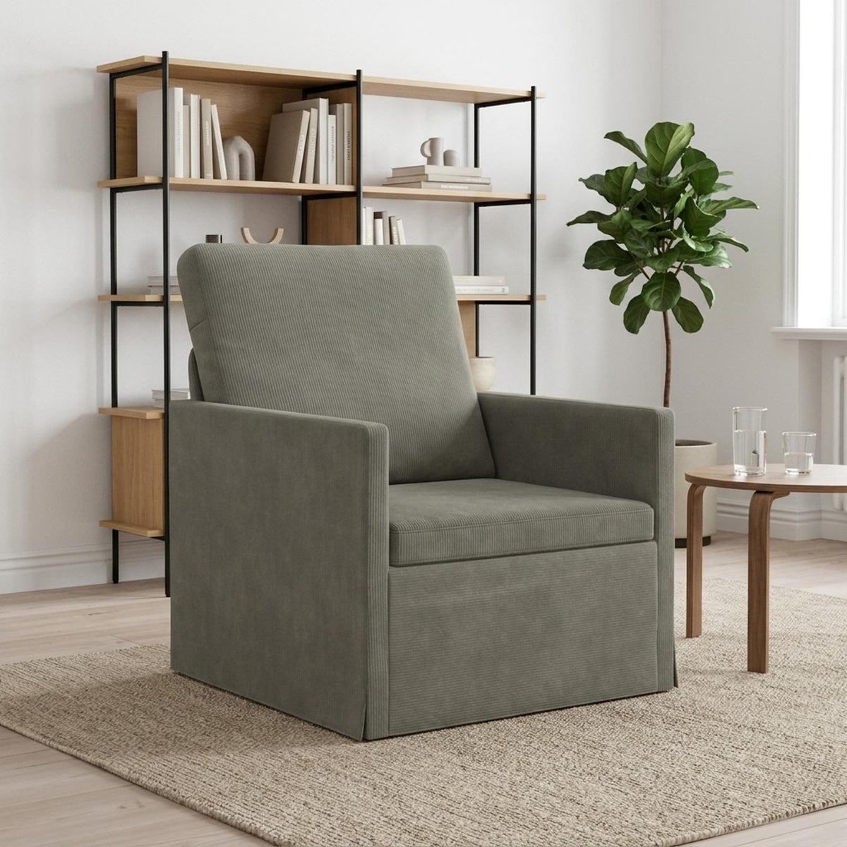 Armchair Light Grey 70 x 81 x 82 cm Corduroy Fabric