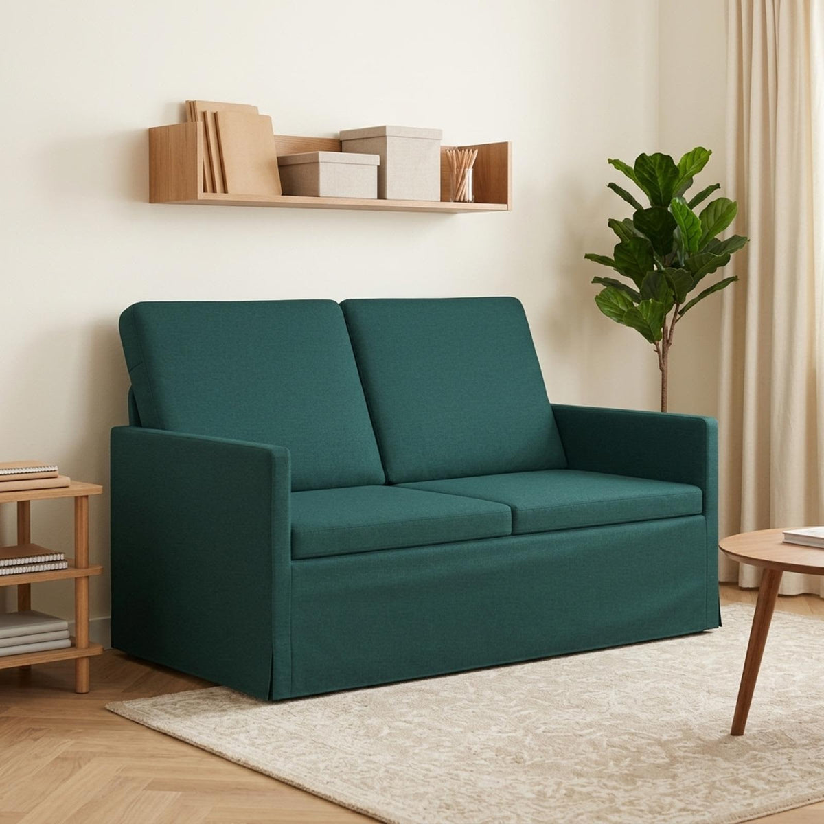 2 Seater Sofa Dark Green 130 x 81 x 82 cm Fabric