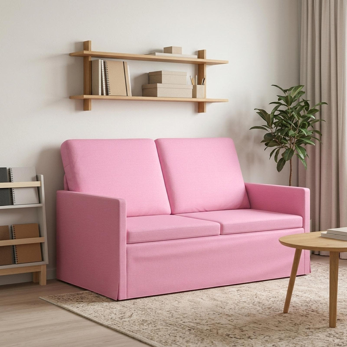 2 Seater Sofa Pink 130 x 81 x 82 cm Fabric