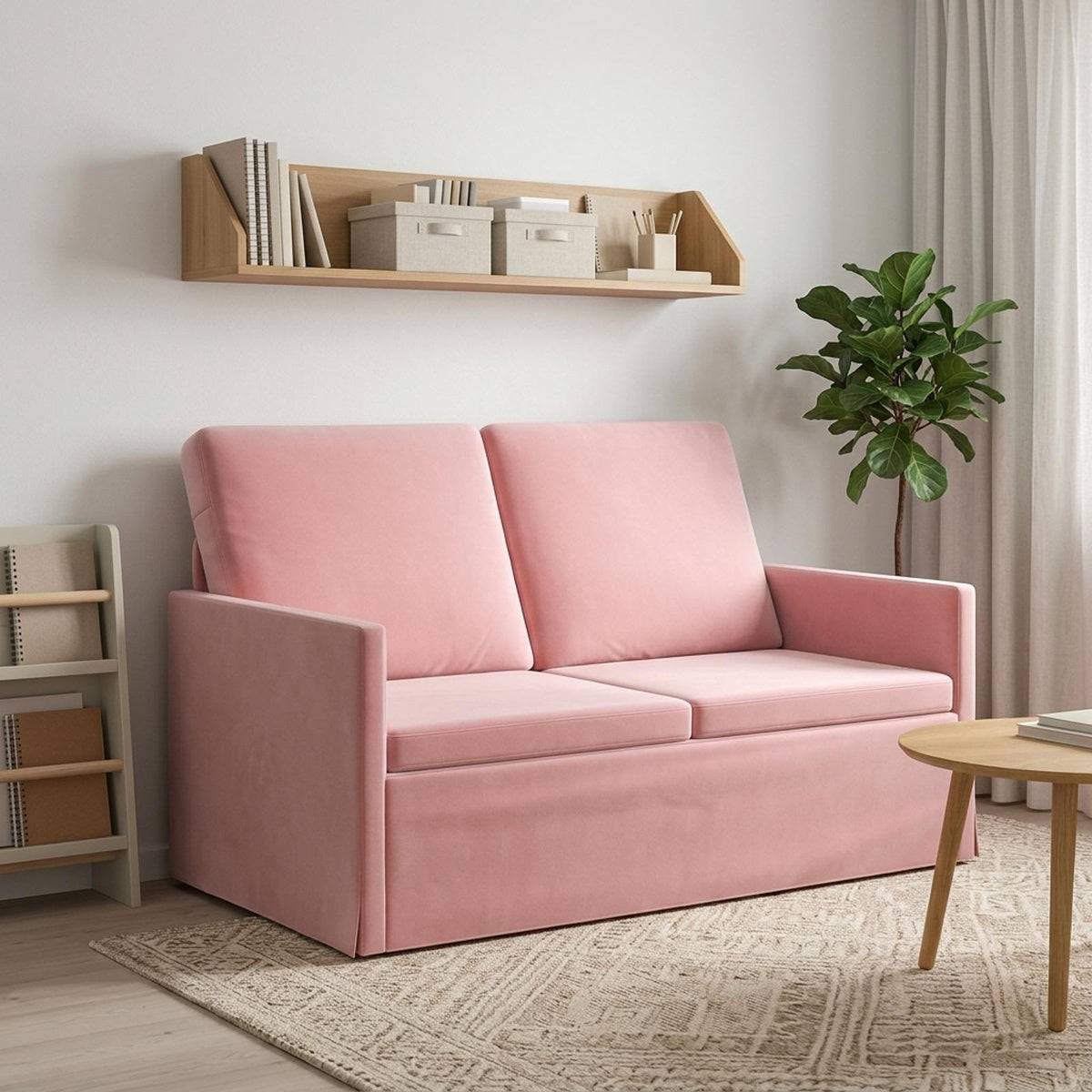 2 Seater Sofa Pink 130 x 81 x 82 cm Velvet