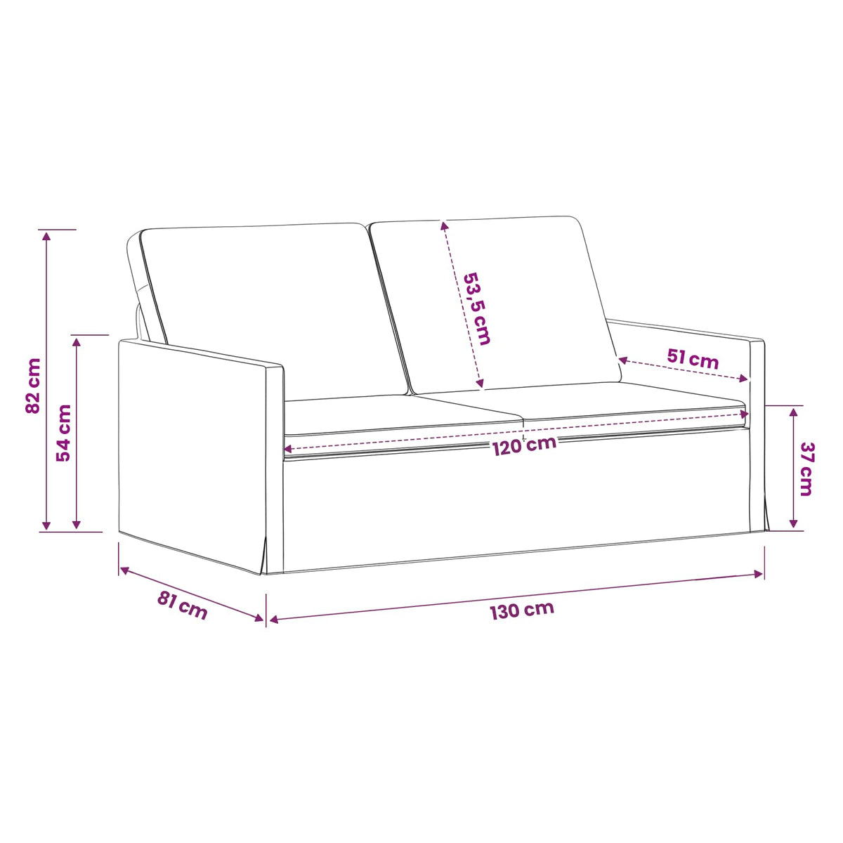 2 Seater Sofa Wine Red 130 x 81 x 82 cm Velvet