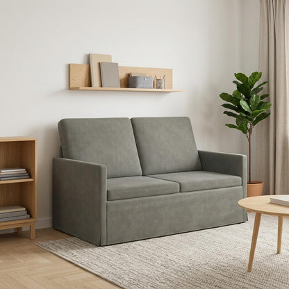 2 Seater Sofa Light Grey 130 x 81 x 82 cm Corduroy Fabric