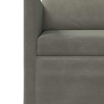 2 Seater Sofa Light Grey 130 x 81 x 82 cm Corduroy Fabric