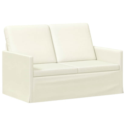 2 Seater Sofa Cream 130 x 81 x 82 cm Corduroy Fabric