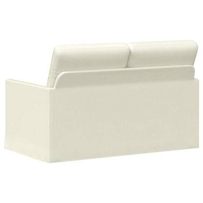 2 Seater Sofa Cream 130 x 81 x 82 cm Corduroy Fabric