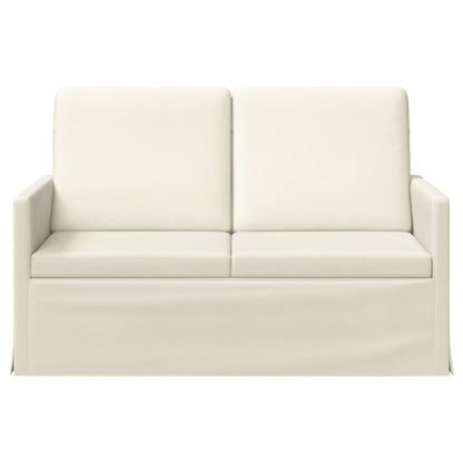 2 Seater Sofa Cream 130 x 81 x 82 cm Corduroy Fabric