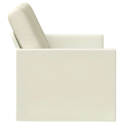 2 Seater Sofa Cream 130 x 81 x 82 cm Corduroy Fabric