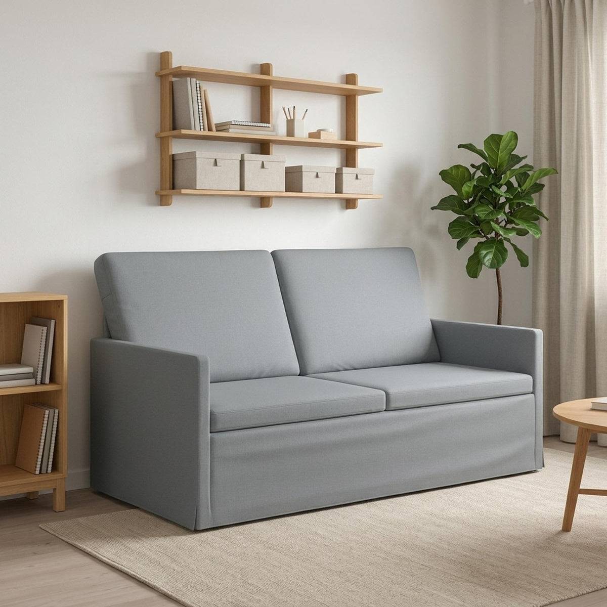 2 Seater Sofa Light Grey 150 x 81 x 82 cm Fabric