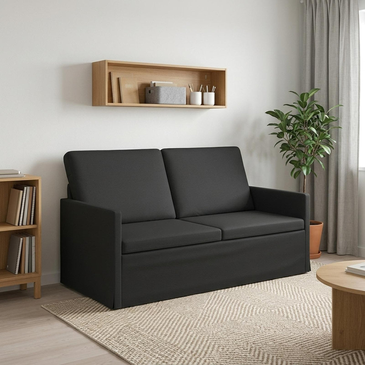 2 Seater Sofa Black 150 x 81 x 82 cm Fabric