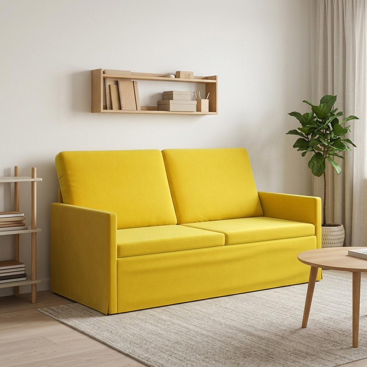 2 Seater Sofa Yellow 150 x 81 x 82 cm Velvet