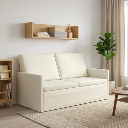2 Seater Sofa Cream 150 x 81 x 82 cm Corduroy Fabric