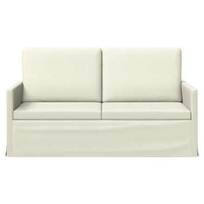 2 Seater Sofa Cream 150 x 81 x 82 cm Corduroy Fabric