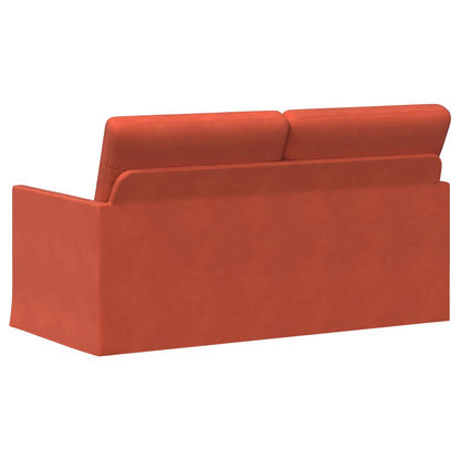 2 Seater Sofa Red Orange 150 x 81 x 82 cm Corduroy Fabric