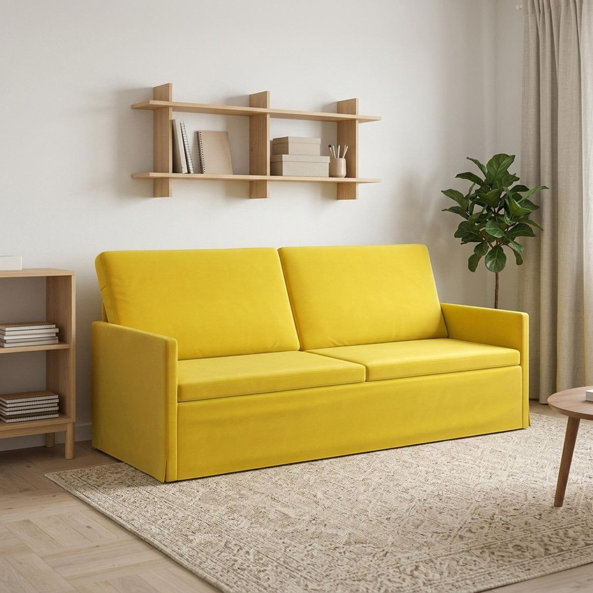 3 Seater Sofa Yellow 190 x 81 x 82 cm Velvet