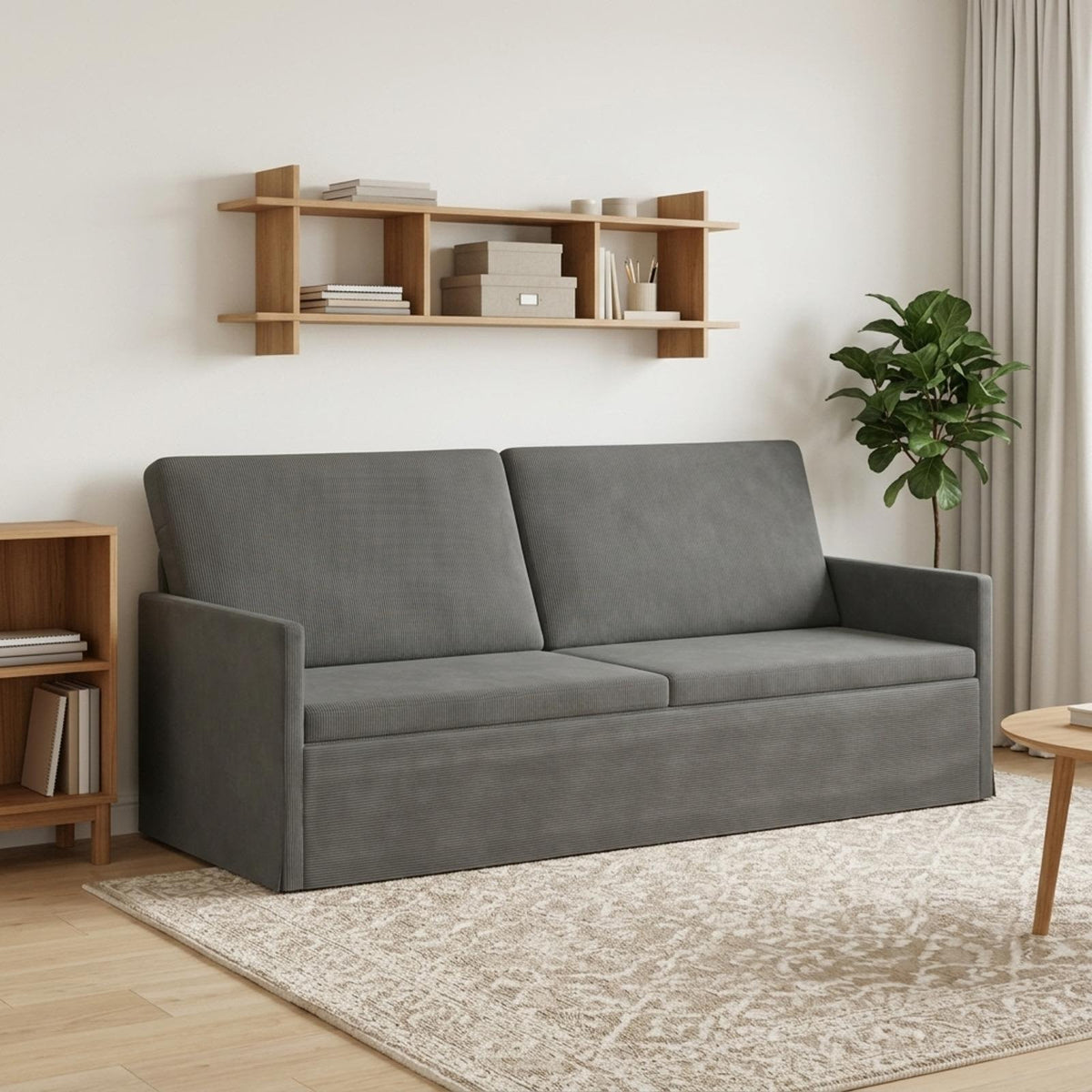 3 Seater Sofa Dark Grey 190 x 81 x 82 cm Corduroy Fabric
