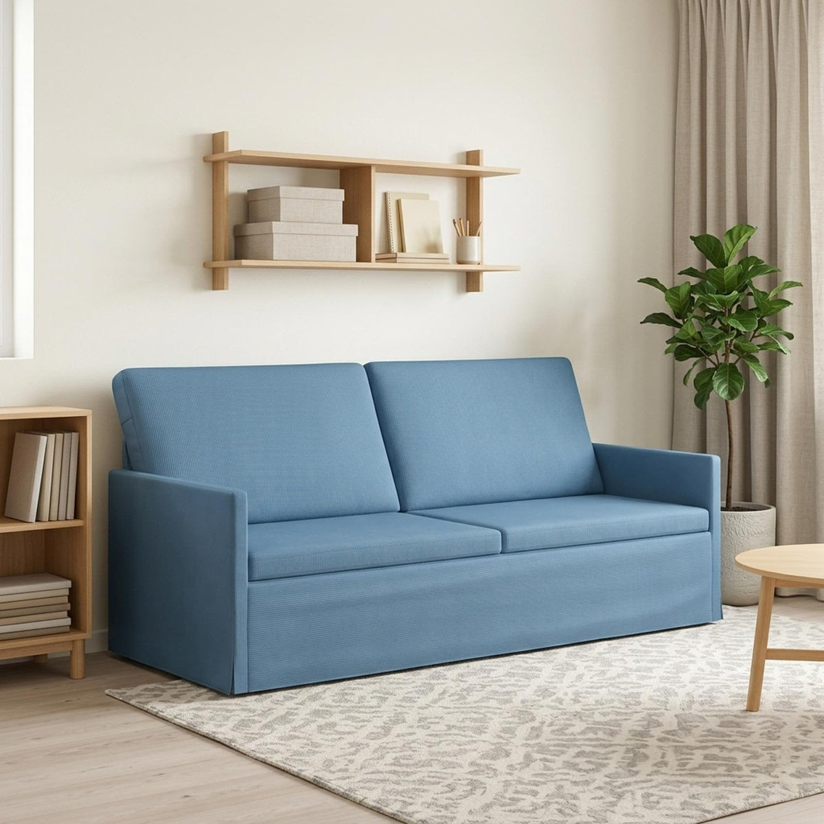 3 Seater Sofa Blue 190 x 81 x 82 cm Corduroy Fabric