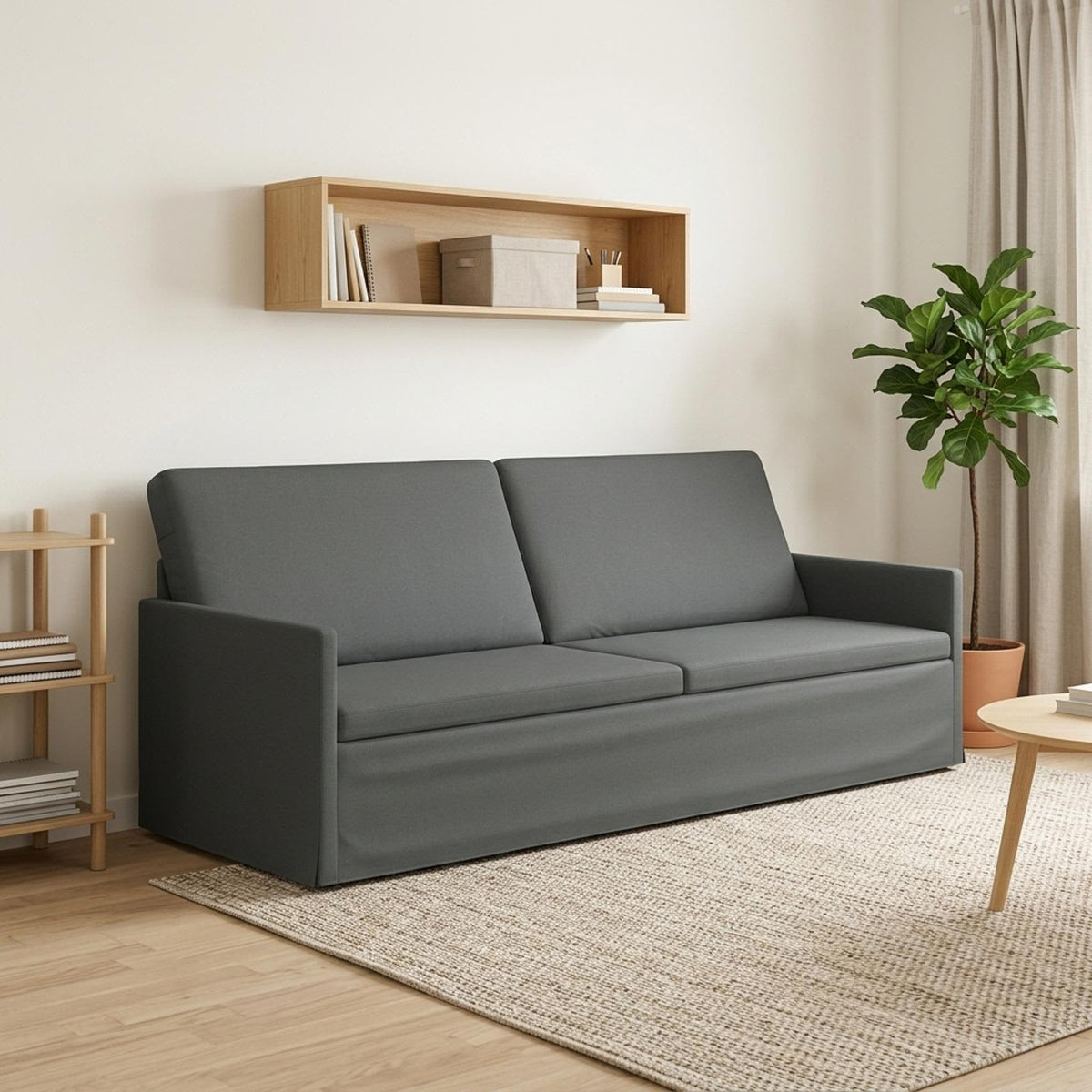 3 Seater Sofa Dark Grey 220 x 81 x 82 cm Fabric