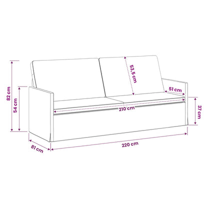 3 Seater Sofa White 220 x 81 x 82 cm Fabric
