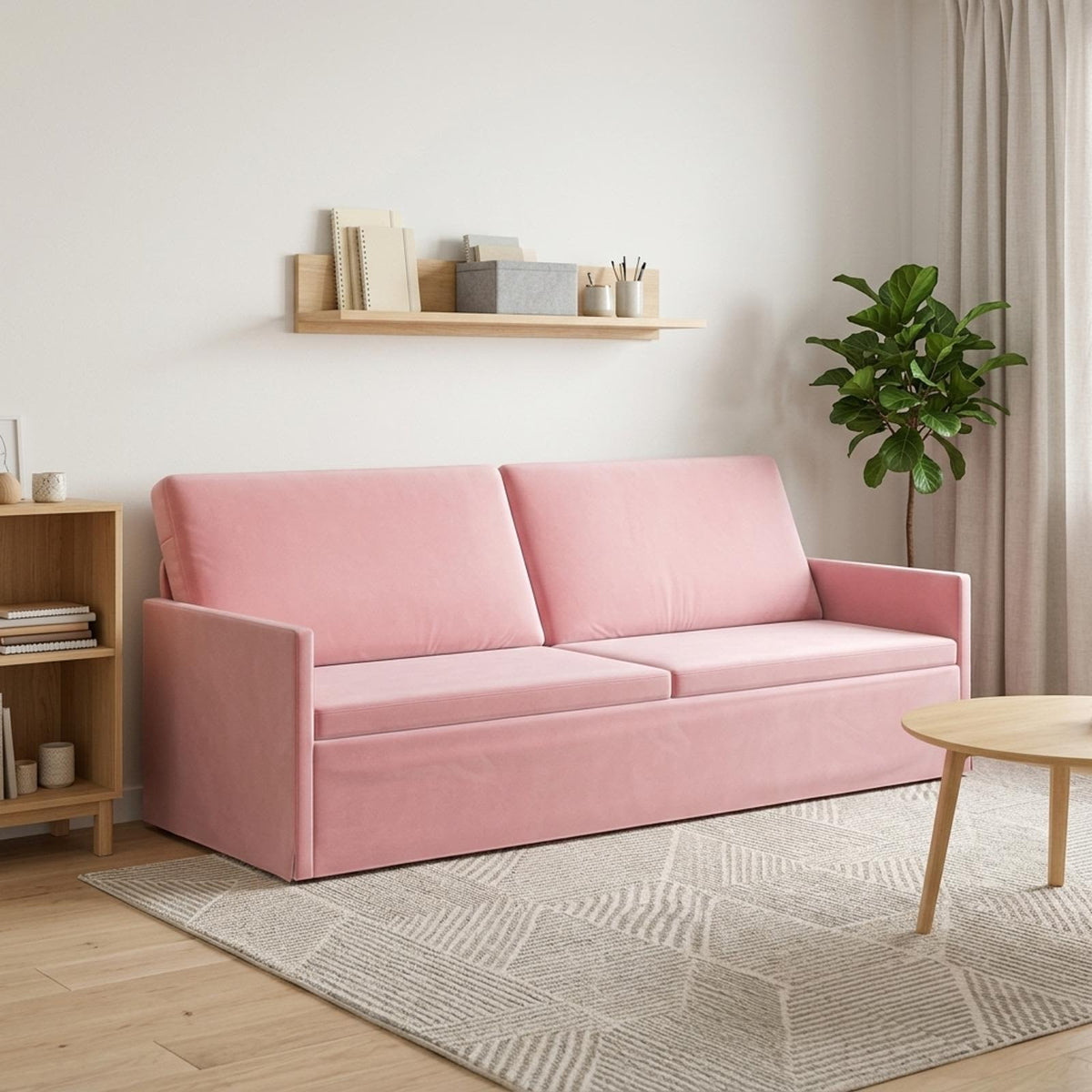 3 Seater Sofa Pink 220 x 81 x 82 cm Velvet