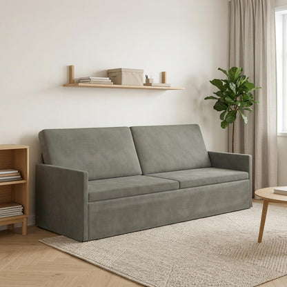 3 Seater Sofa Light Grey 220 x 81 x 82 cm Corduroy Fabric