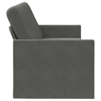 3 Seater Sofa Dark Grey 220 x 81 x 82 cm Corduroy Fabric