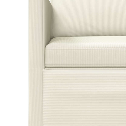 3 Seater Sofa Cream 220 x 81 x 82 cm Corduroy Fabric