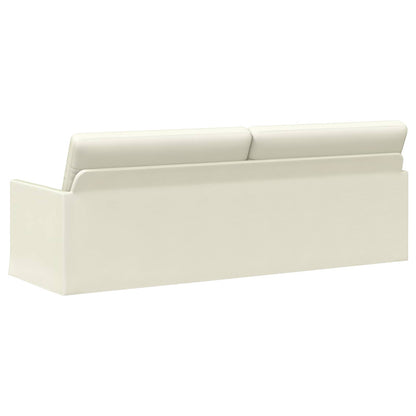 3 Seater Sofa Cream 220 x 81 x 82 cm Corduroy Fabric
