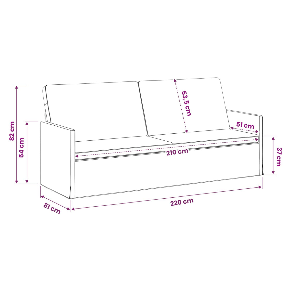 3 Seater Sofa Cream 220 x 81 x 82 cm Corduroy Fabric