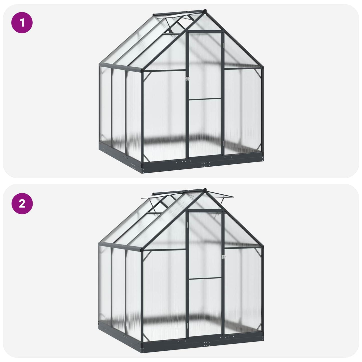 Garden Greenhouse with Door Anthracite 72.24 x 72.24 x 81.50 in
