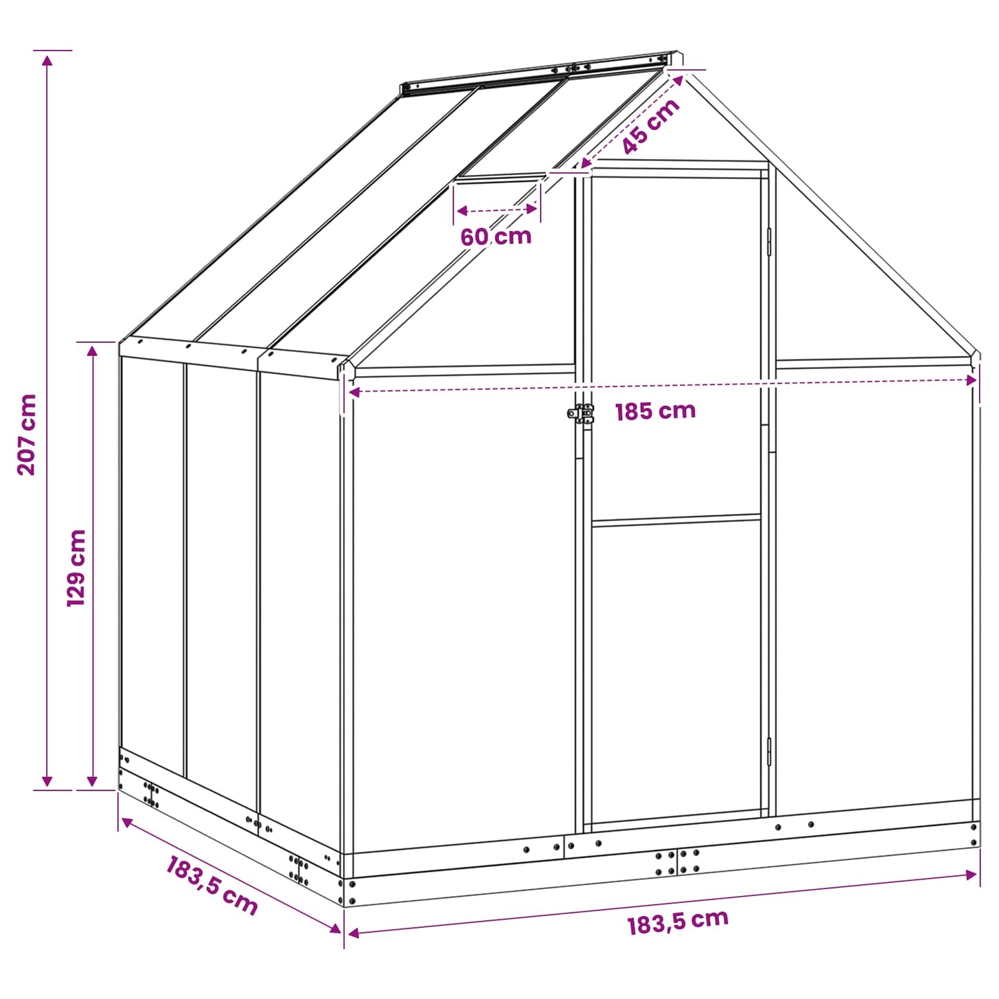 Garden Greenhouse with Door Anthracite 72.24 x 72.24 x 81.50 in