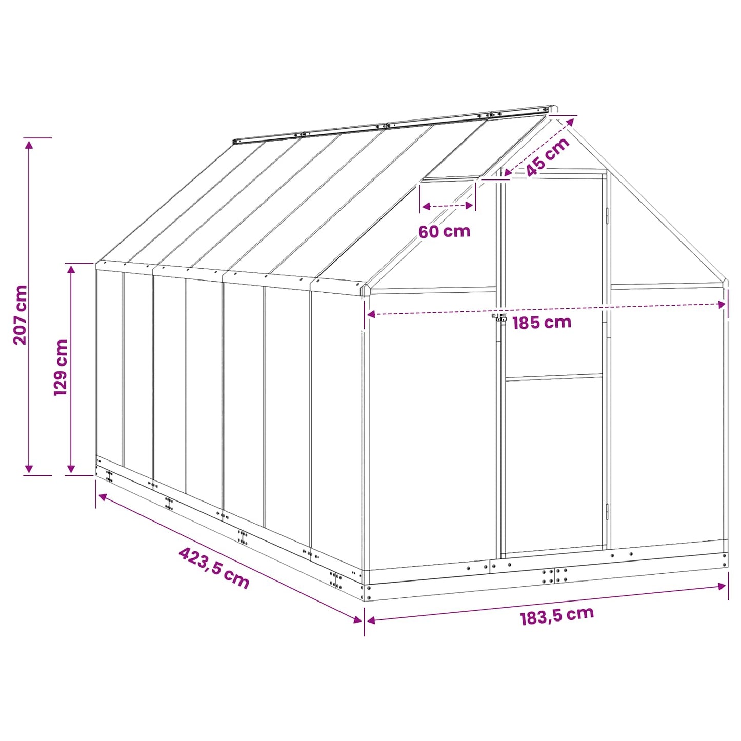 Garden Greenhouse Anthracite 72.24 x 166.73 x 81.50 in