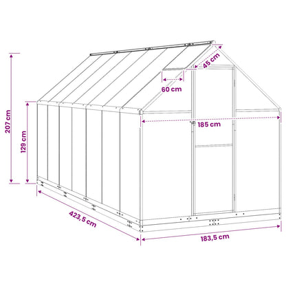 Garden Greenhouse Anthracite 72.24 x 166.73 x 81.50 in