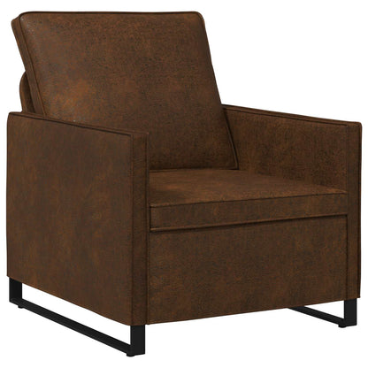 Sofa Set 2 pcs Brown Faux Suede Fabric