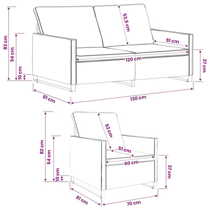 Sofa Set 2 pcs Light Grey Faux Suede Fabric