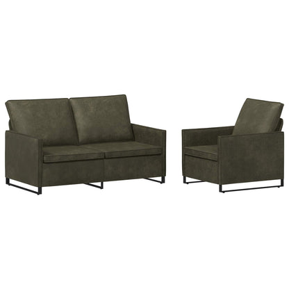 Sofa Set 2 pcs Army Green Faux Suede Fabric