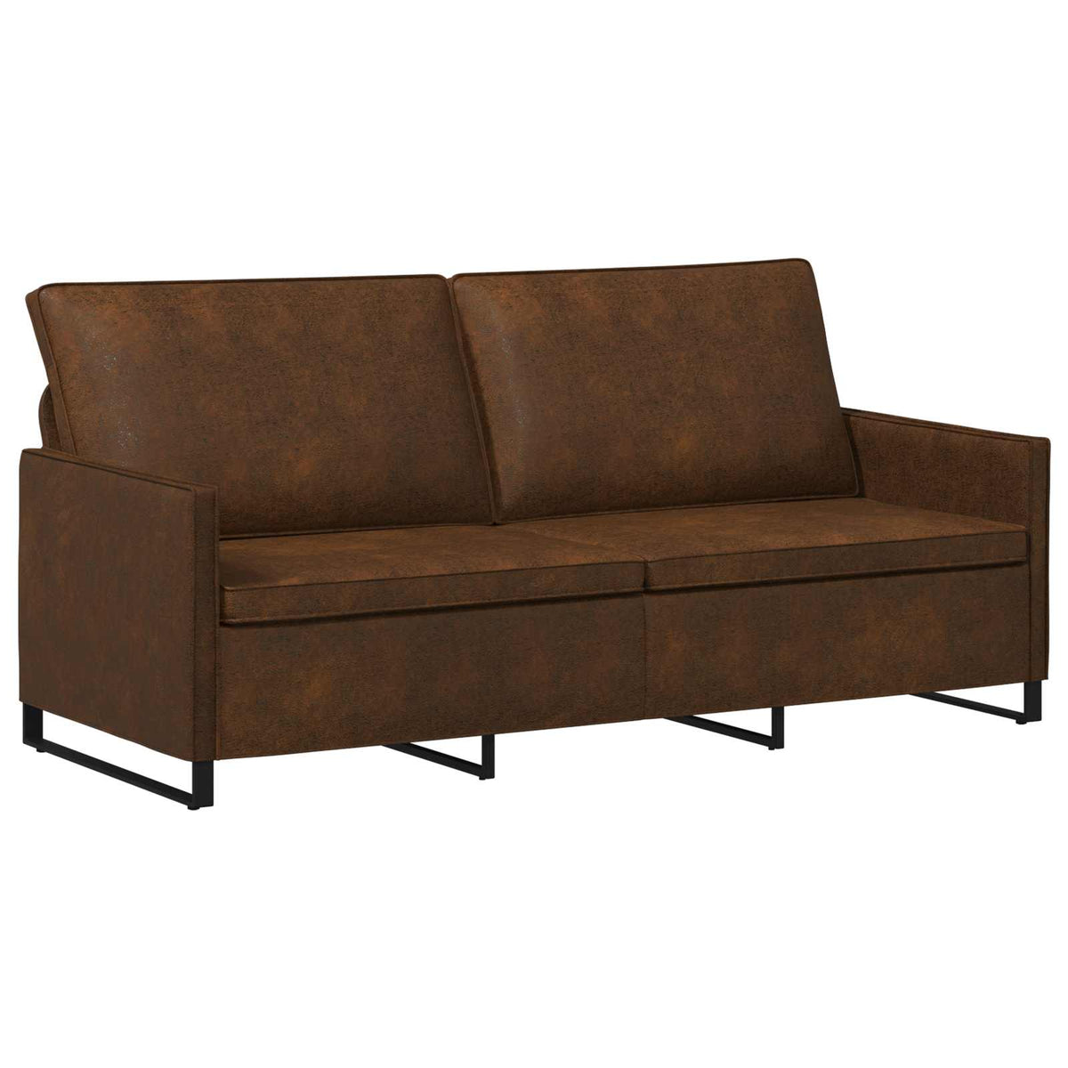 Sofa Set 2 pcs Brown Faux Suede Fabric