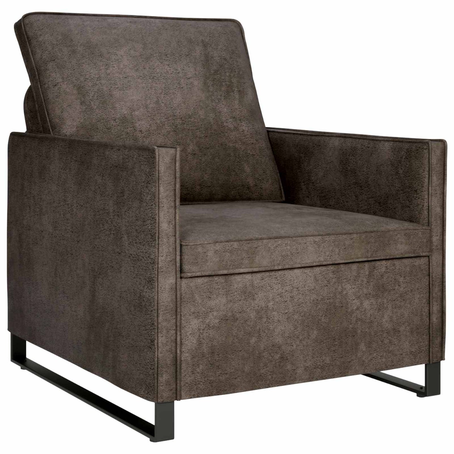 Sofa Set 2 pcs Dark Grey Faux Suede Fabric