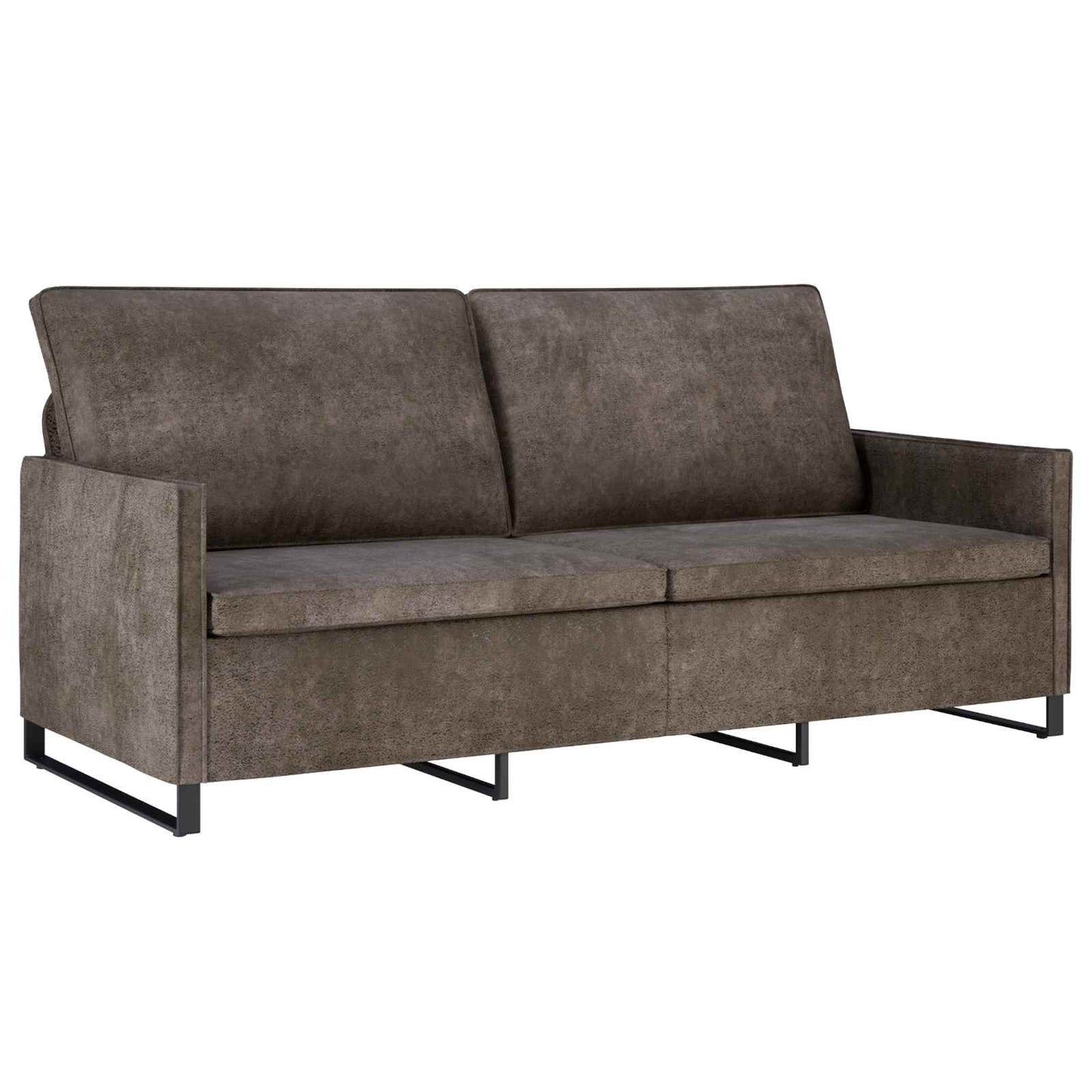 Sofa Set 2 pcs Dark Grey Faux Suede Fabric