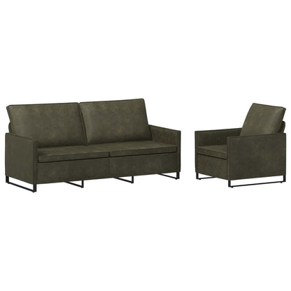 Sofa Set 2 pcs Army Green Faux Suede Fabric