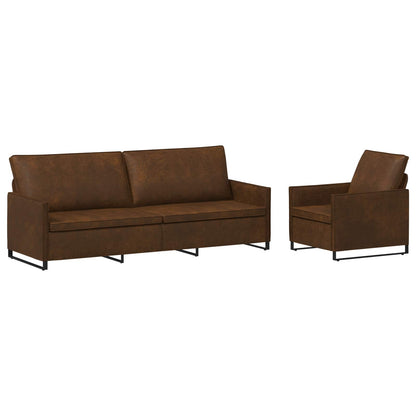 Sofa Set 2 pcs Brown Faux Suede Fabric