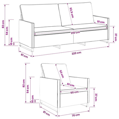 Sofa Set 2 pcs Light Grey Faux Suede Fabric